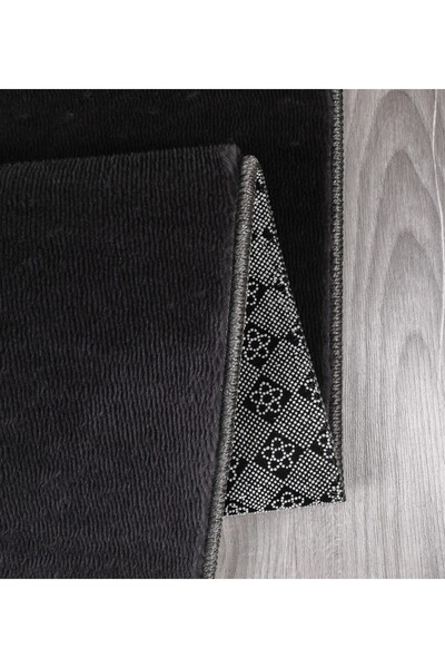 Myevilla Anthracite Decorative Puffy Plush Soft Washable Non-Slip Based Cutting Carpet Runner