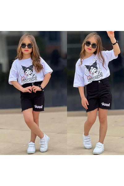RAPAPA Girls' Style Shorts Set Blouse+Shorts Set 2601B