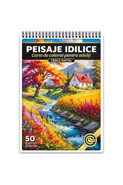 OEM Adult Coloring Book, Idyllic Landscapes, 50 Antistress Illustrations for Relaxation