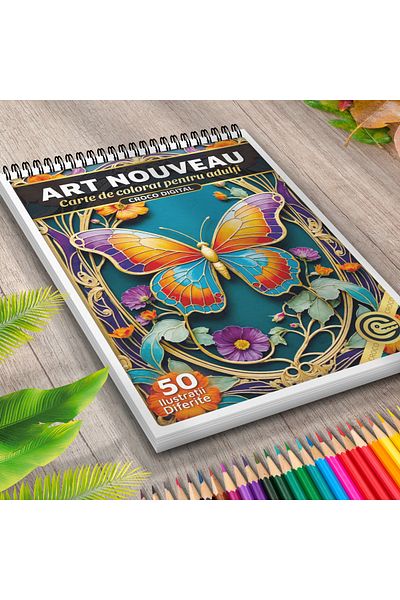 OEM Adult Coloring Book, Art Nouveau, 50 Antistress Illustrations for Relaxation