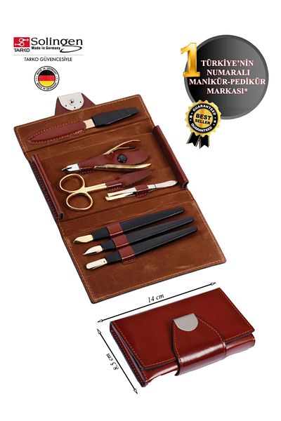 Solingen Professional Manicure Pedicure Set – 9 Pieces in Leather Case, Stainless Steel