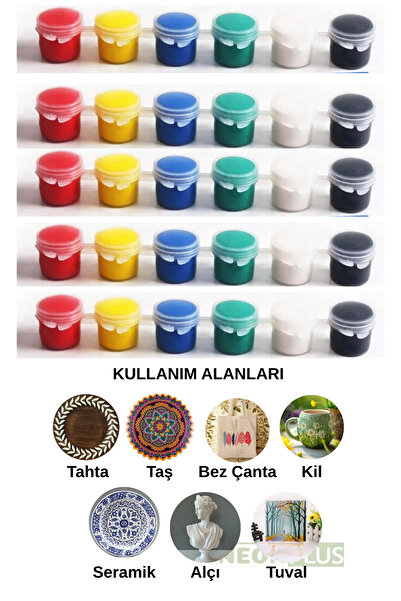 NEON PLUS 5 Adet 6'lı 3ml Akrilik Boya, Etkinlik Boyama, Çocuk Boyama