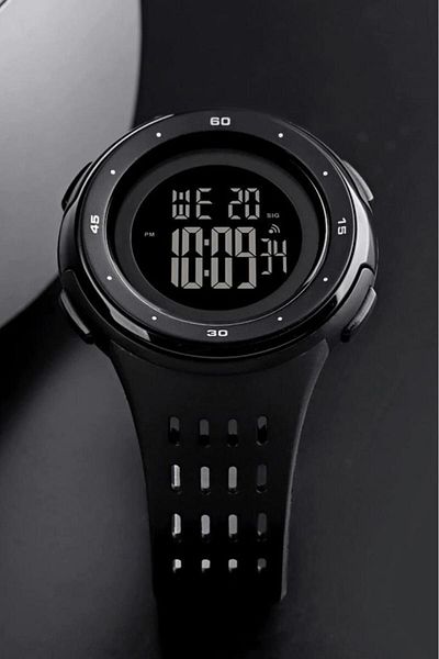 Skmei Over 12 Years Old Boy's Black Dial Wristwatch with Alarm, Stopwatch and Led Lights