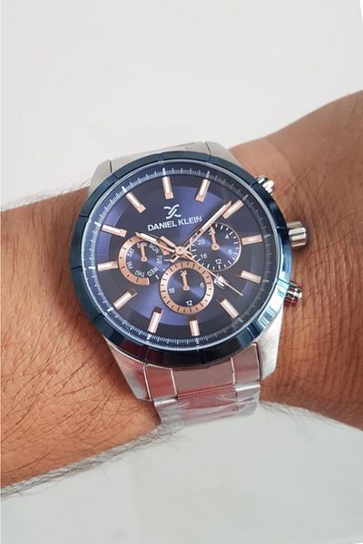 Daniel Klein Navy Blue Dial Steel Bracelet Men's Wristwatch