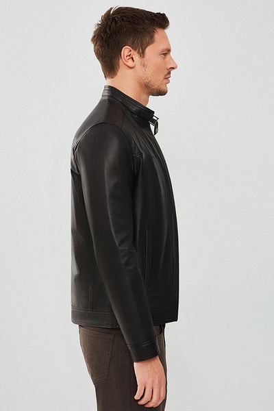 Derimod Men's Black Leather Jacket Felibe - 22wge64321m