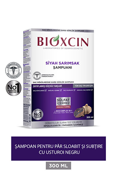 Bioxcin Șampon cu usturoi negru 300 ml - împotriva căderii și subțierii părului