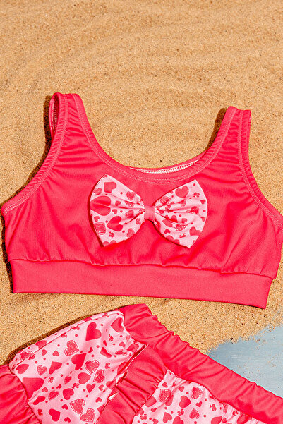 Beniizle Fiyonk Detaylı Kız Çocuk Mayo Bikini Takım