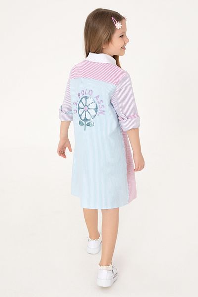 U.S. Polo Assn. Rochie țesută cu detaliu de paiete, cu mâneci lungi, pentru fete, 50301083-vr034