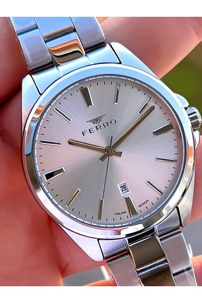 FERRO Men's Wristwatch - Italian Design 3 Atm Steel Band Groom and Engagement as Efm40136-A1