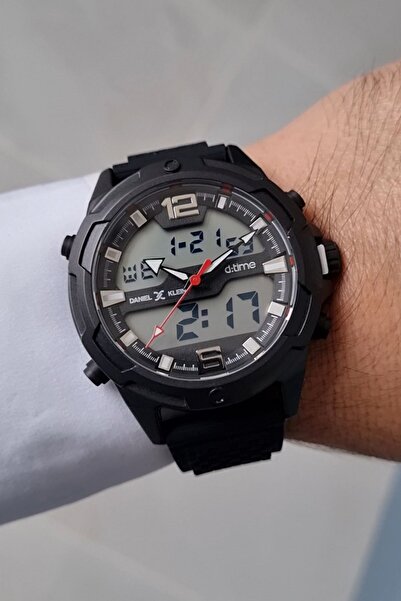 Daniel Klein Alarmlı, Kronometreli Siyah Silikon Kayışlı Analog/Dijital Erkek Kol Saati