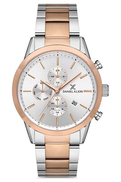 Daniel Klein Rose Gold/Metallic Steel Bracelet Men's Wristwatch with Calendar