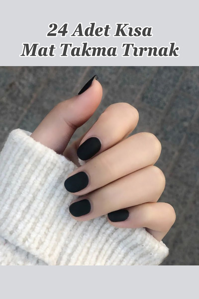 Easy Beauty 24 Adet Renkli Mat Kısa Takma Tırnak Oval-kare 1051