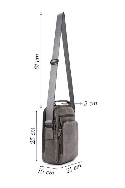 Derimod Anthracite Men's Leather Crossbody Bag - 22wbd 350318