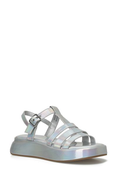 Nine West Welna3 4Fx Silver Women's Thick Sole Sandals