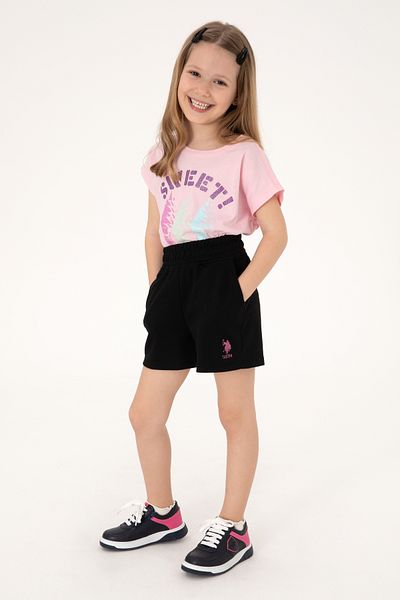U.S. Polo Assn. Girl's Black Knitted Shorts 50306279 -Vr046