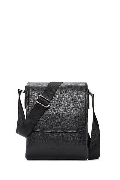 Derimod Men's Black Leather Messenger Bag - 22wbd3502ft