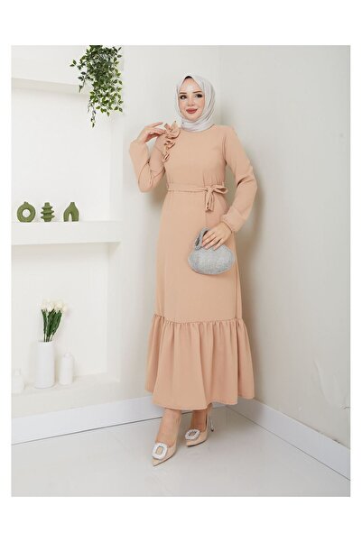 VELLICHOR Φόρεμα με βολάν ώμου από ύφασμα κρέπας σομόν