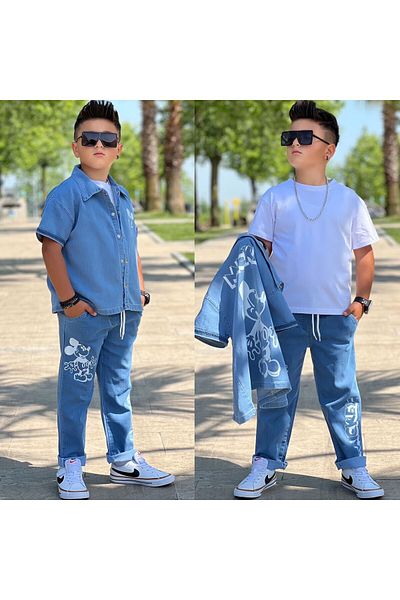 yns coolstar Set de 2 piese unisex jachetă și pantaloni cu imprimeu Mcky sezon nou