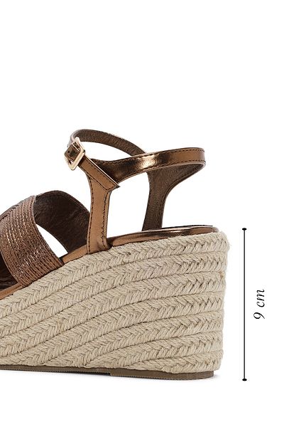 Derimod Bronze Wedge Heeled Espadrille - Women's, Ankle Strap 24SFE452232