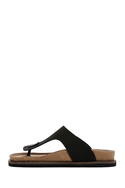 Derimod Flip-flops din piele nubuck neagră pentru bărbați - 24sfd6259v3