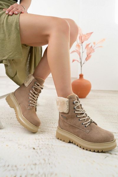 Pierre Cardin 52435 Γυναικείες Μπότες Mink Suede Shearling