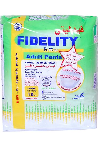 fidelity Adult Pull On Pants Large - 10 Units