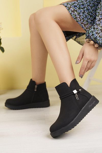 Nesil Shoes Dvm 1001 Black Capi Γυναικείες χειμερινές μπότες με φερμουάρ