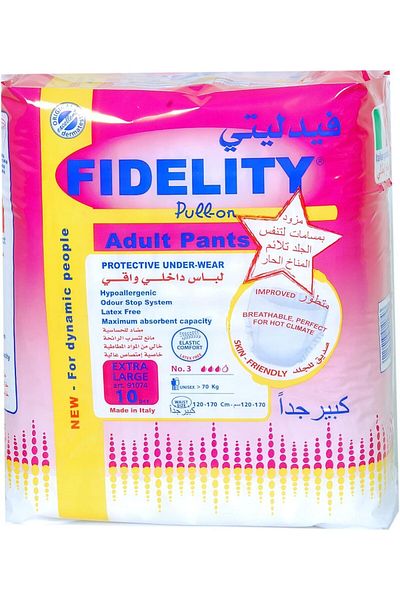 fidelity Adult Pull On Pants Extra Large 10 Units