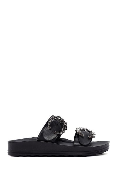 Derimod Cataramă dublă Black Stone - Papuci de damă confort cu talpă groasă 24sfe 464118