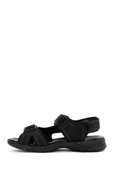 Derimod Men's Black Nubuck Genuine Leather Sandals 24Sfd6941V3