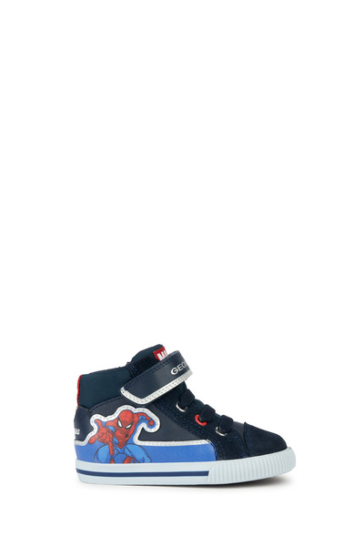 Geox Baby Boy Navy Blue Spider Man Δερμάτινο αθλητικό παπούτσι με σχέδιο με ταινία B36a7d08554c4226