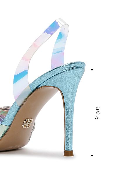 Derimod Colorful Stone Detailed Women's Leather Shoes - Open Back, Thin Heel 24sfd120114