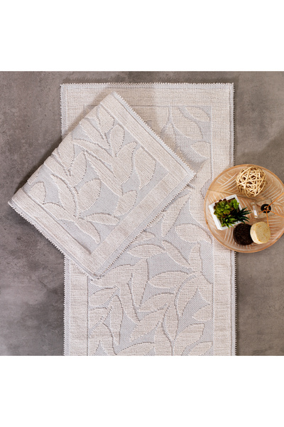 Schafer Home Leaf 2 li Banyo Paspası-Ekru