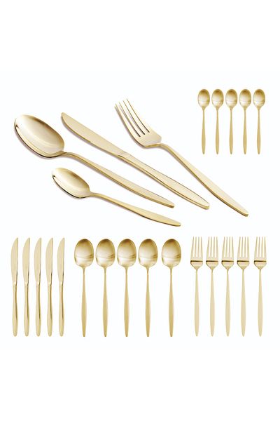 Berlinger 24-piece stainless steel cutlery set, polished champagne