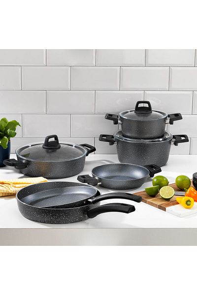 Schafer Ashen Cookware Set 9 Pieces-Grey