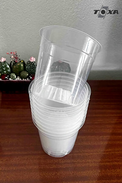 ToXA Orkide Yetiştirme Saksısı 12 Pot 0.7 Litre Delikli Tabaksız Şeffaf Plastik Saksı