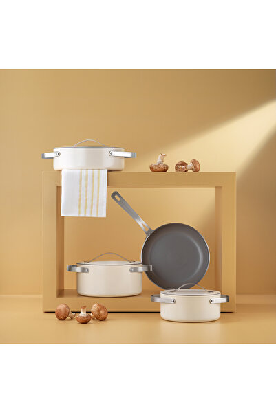 Schafer Moonlight Seramik Tencere Seti 7 Parça-Krem