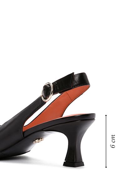 Derimod Black Flex Women's Leather Shoes - Open Back, Heeled 24sfd 260118