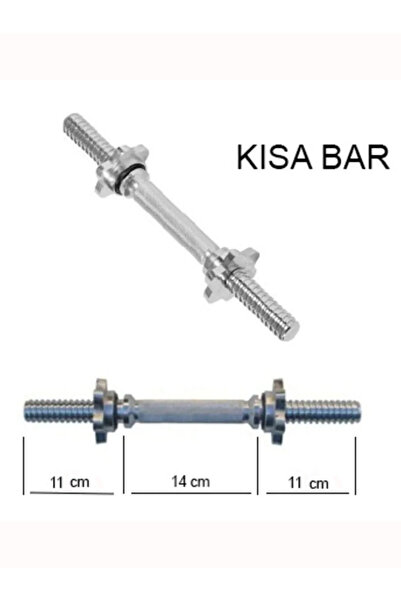 MultiFlexPro 36 Cm Dambıl Bar Kısa Krom Halter Barı Fitness Egzersiz Içi Dolu Krom Dumbel Barı