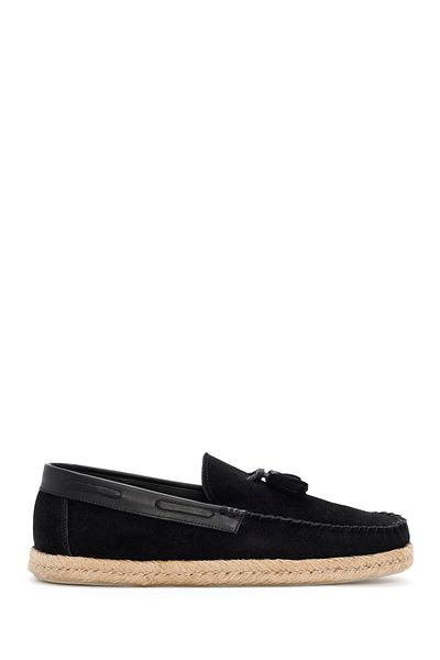 Derimod Pantofi pentru bărbați din piele naturală din piele de căprioară neagră Pantofi casual Penny Loafer Pantofi de zi cu zi 24sfd603010