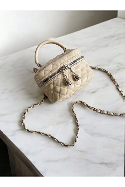 Glemix حقيبة كتف نسائية من الجلد المطلي باللون الكريمي من ليزلي