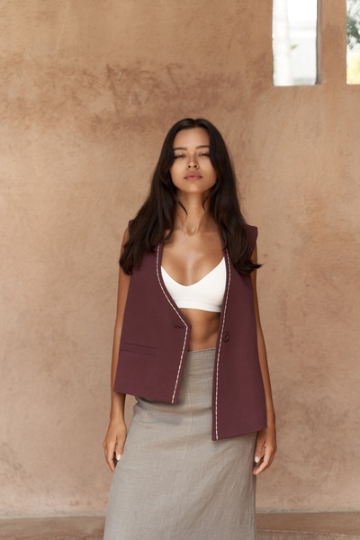 BOHEMAİ Λεπτομέρεια κεντήματος Maysa Βουργουνδία Γιλέκο