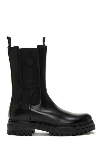 Derimod Black Leather Zippered Women's Casual Boots - 24wfd 181318