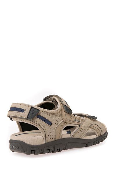 Geox Men's Beige Strada Ankle Strap Suede Genuine Leather Sandals U8224D050Auc0829