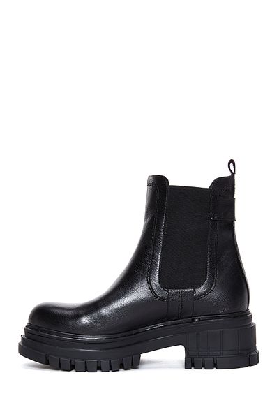 Derimod Women's Black Thick Heeled Leather Chelsea Boots 24Wfd 181418