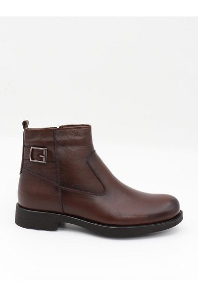 fermend Ανδρικές μπότες 143 καφέ από γνήσιο δέρμα Shearling