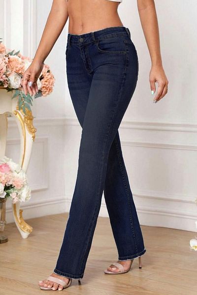 CEDY DENIM Pantaloni de damă cu talie înaltă, cu picioare tubulare, cu croiala normală, din Lycra-c607-raw-blue