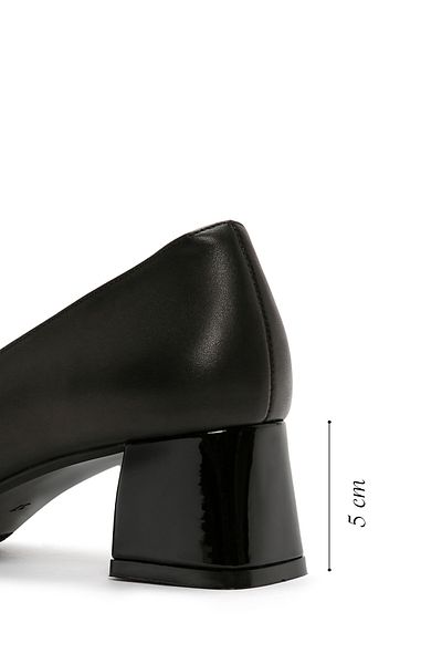 Derimod Black Leather - Short Heeled Thick Shoes (24sfd) 120814 )