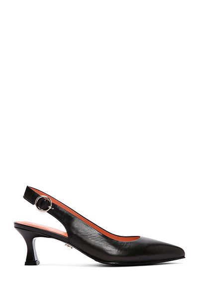 Derimod Black Flex Women's Leather Shoes - Open Back, Heeled 24sfd 260118