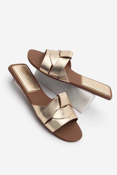 Marjin Women's Banded Daily Slippers Narlis Gold